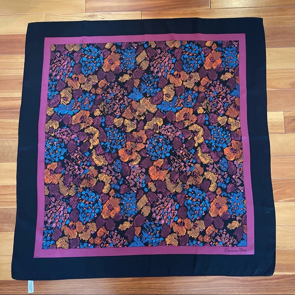 Christian Dior silk floral print scarf